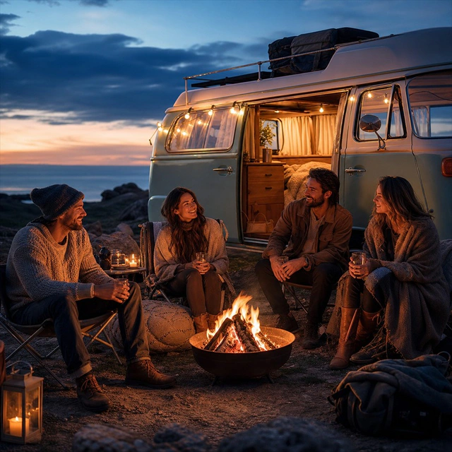 Campfire van trip photo used in a premium collage preview.