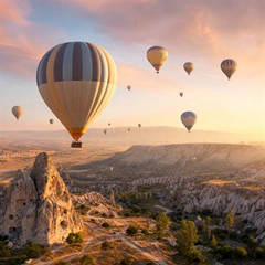 Hot air balloon landscape sample thumbnail in a finished collage preview.